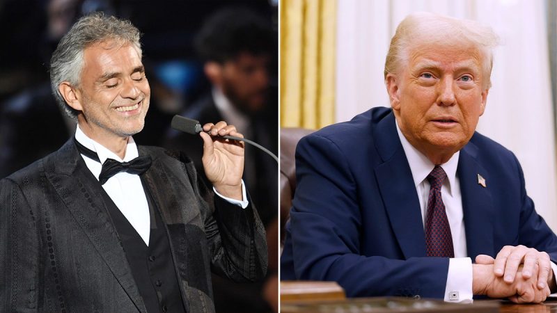 Andrea Bocelli paid President Donald Trump a visit at the White House on Oct. 17.
Trump’s special assistant, Margo Martin, shared a video of the moment on X, formerly known as Twitter.
While the Italian tenor appeared to give an impromptu performance in the Oval Office, Trump stood behind the Resolute Desk as Bocelli stood in front, wearing a black suit and tie with sunglasses on.
‘Listen to this,’ Trump said as ‘Time to Say Goodbye’ started playing in the Oval Office.
Bocelli began singing along with the track before he took a moment to laugh. He then continued to sing until the video concluded.
Another video posted by Martin shows Trump and Bocelli talking at the president’s desk and listening to a recording of a Bocelli song.
Trump told reporters Bocelli would be performing at the White House on Dec. 5, two days before the Kennedy Center Honors, according to Deadline. 
Bocelli’s representatives did not immediately respond to Fox News Digital’s request for comment.
Bocelli’s visit to the White House came just before the President of the United States welcomed the President of Ukraine, Volodymyr Zelenskyy, for the high-stakes summit. 
It is unclear if Bocelli’s visit and Zelenskyy’s are connected.
This post appeared first on FOX NEWS